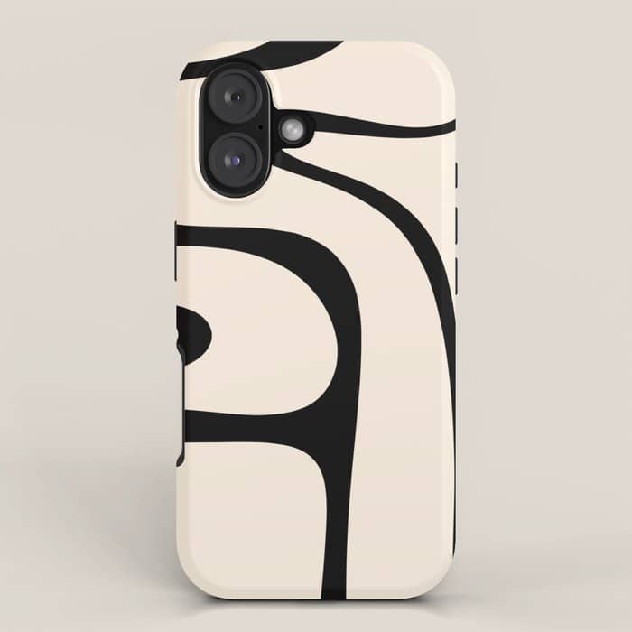Copacetic Retro Abstract In Black And Almond Cream Iphone Case