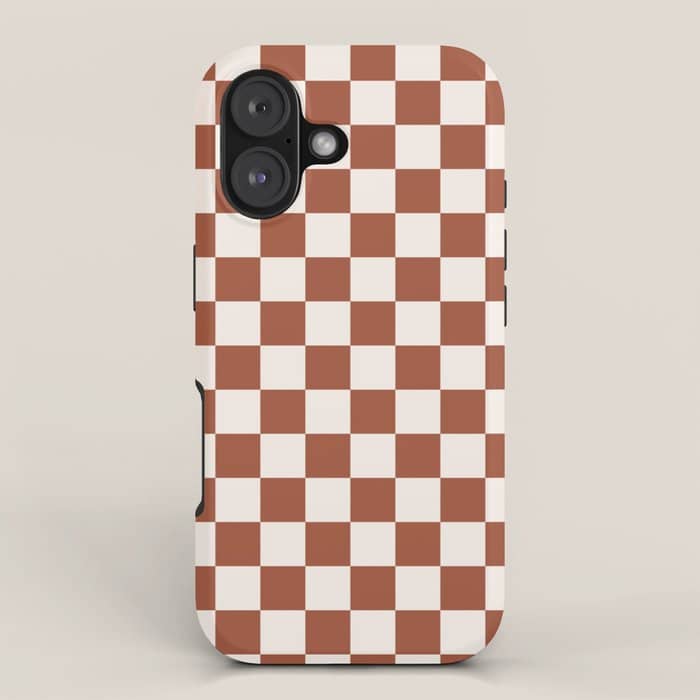 Check Rust Checkered Checkerboard Geometric Earth Tones Terracotta Modern Minimal Chocolate Pattern Iphone Case