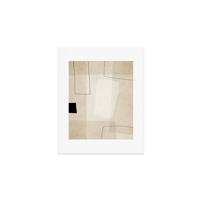 Minimalist Beige Black Japandi Artwork I Art Print