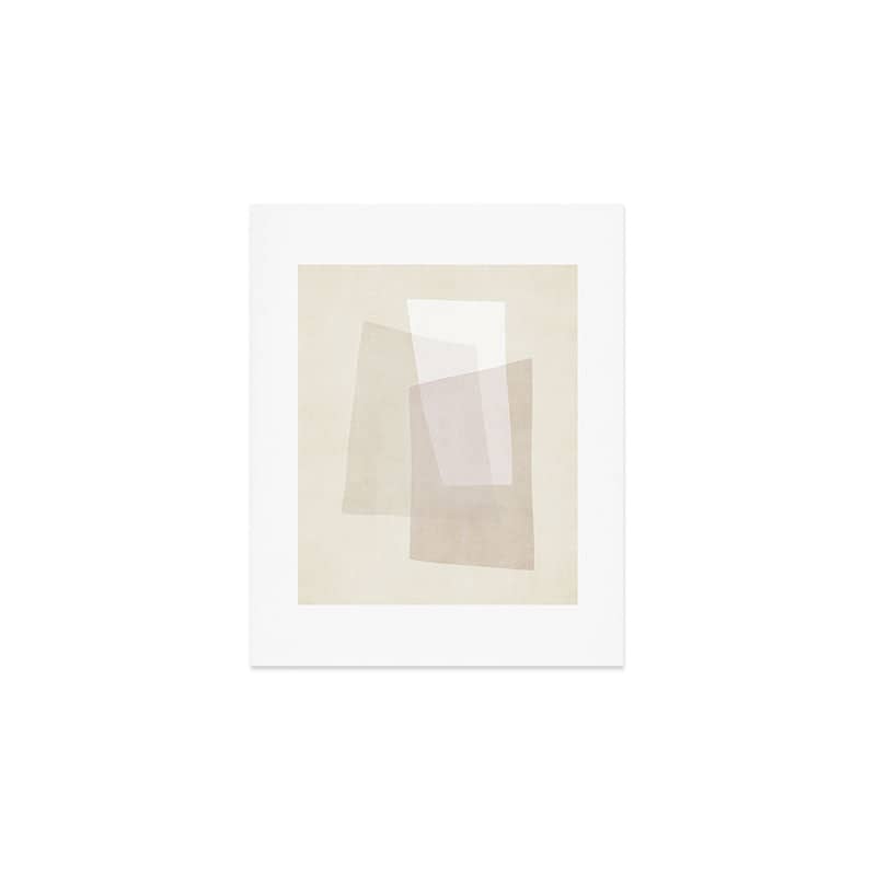 Modern Minimalism Beige White Organic Shapes Art Print
