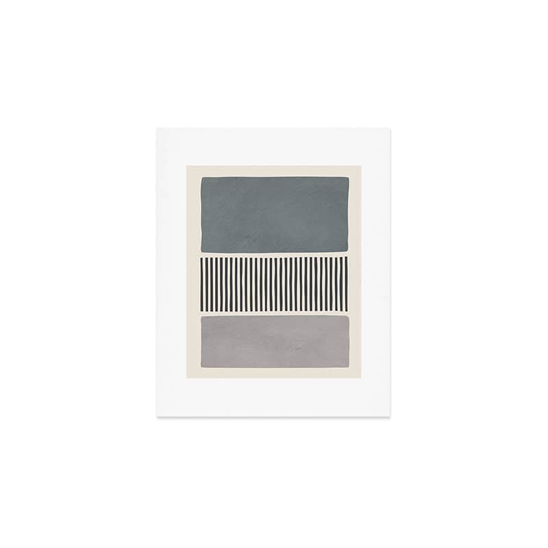 Gray Beige Black Lines Minimalist Art Print