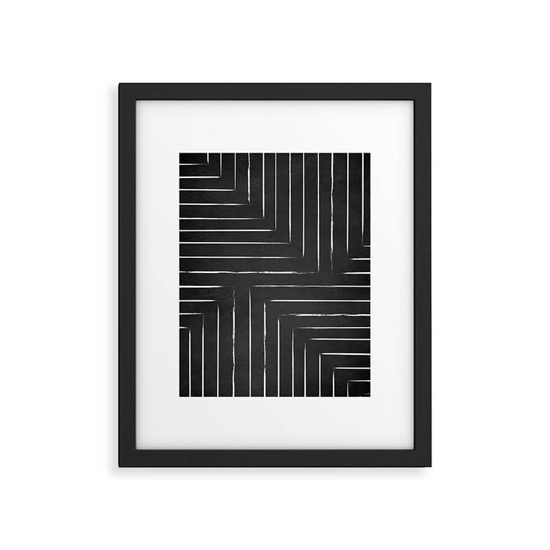 Black White Lines Minimalist Framed Art Print