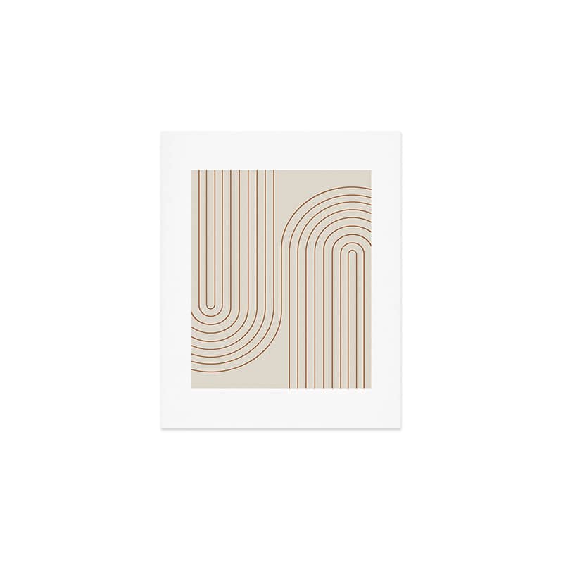 Minimal Line Curvature Vi Earthy Natural Mid Century Modern Arch Abstract Art Print