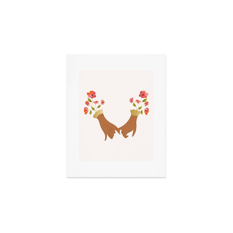Pinky Promise | Valentine'S Day Love Friendship | Floral Botanical Join Hands Forever  Art Print