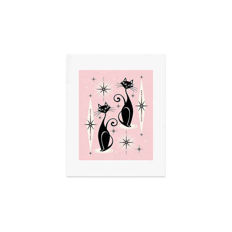 Mid Century Meow Retro Atomic Cats ©Studioxtine Art Print