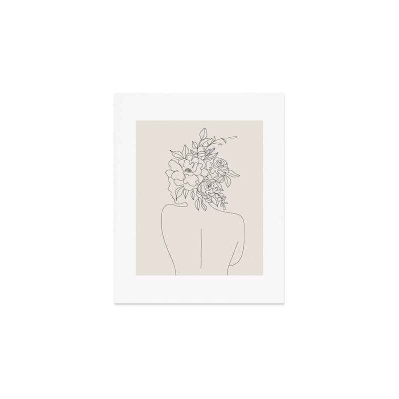 Woman With Flowers Minimal Line I Art Print