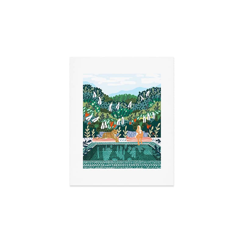 Chilling By The Pool With My Leopard Tropical Jungle Nature Wildlife Bohemian Morocco Travel Art Print