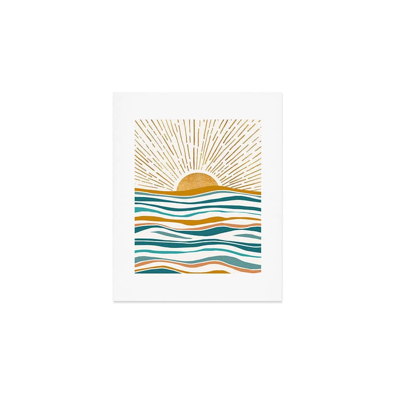 The Sun And The Sea - Gold And Teal Art Print