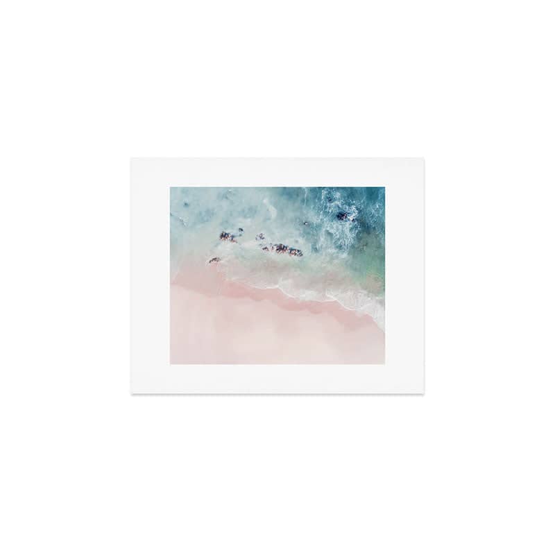 Ocean Pink Blush Beach Print - Aerial Beach - Sea Photo - Travel Photography By Ingrid Beddoes Art Print
