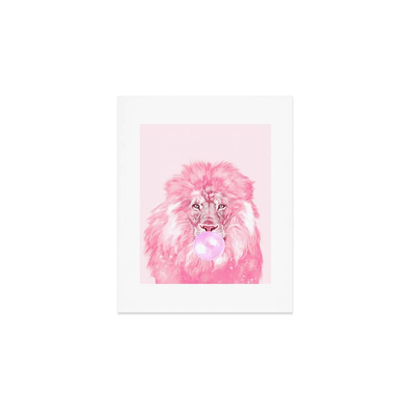 Lion Chewing Bubble Gum In Pink Art Print