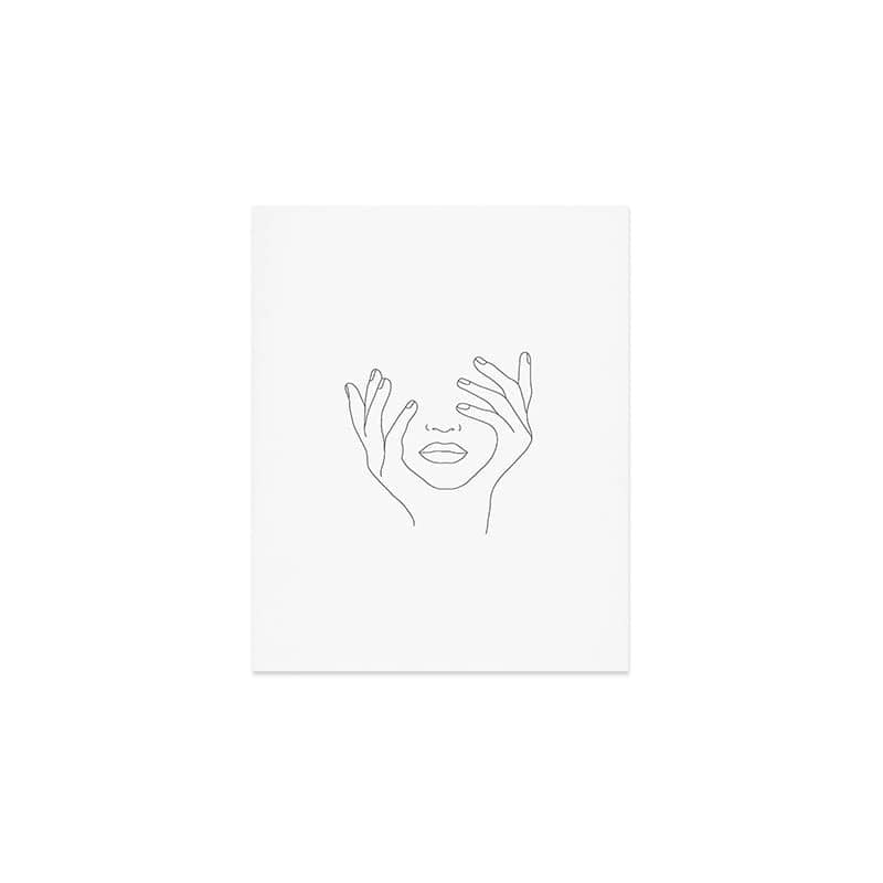 Minimal Line Art Woman With Hands On Face Art Print