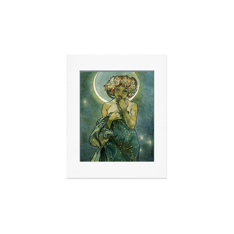 Alphonse Mucha "The Moon And The Stars Series: The Moon" Art Print