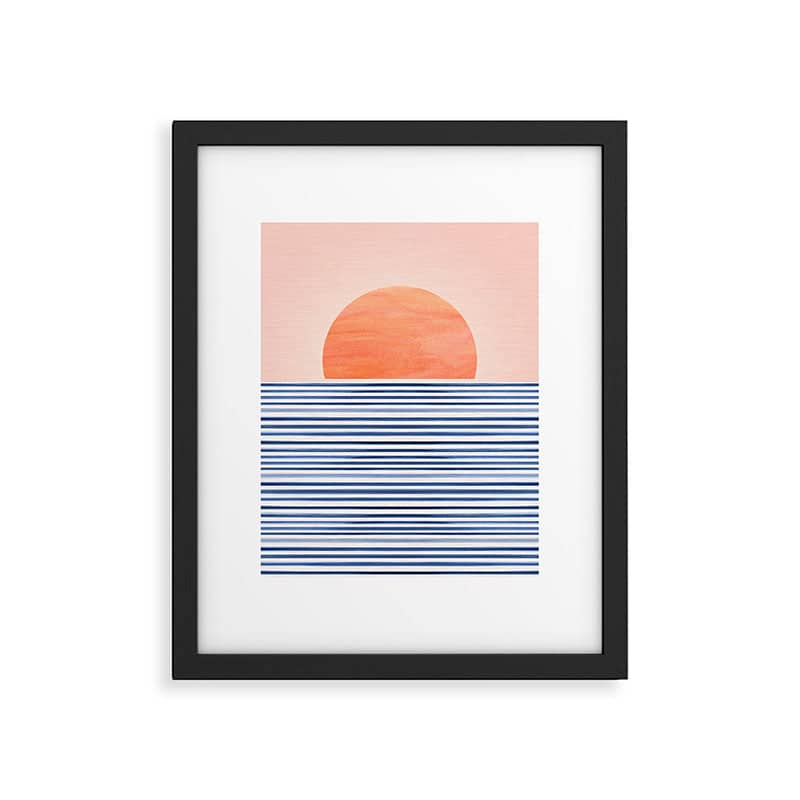 Summer Sunrise Minimal Abstract Landscape Framed Art Print