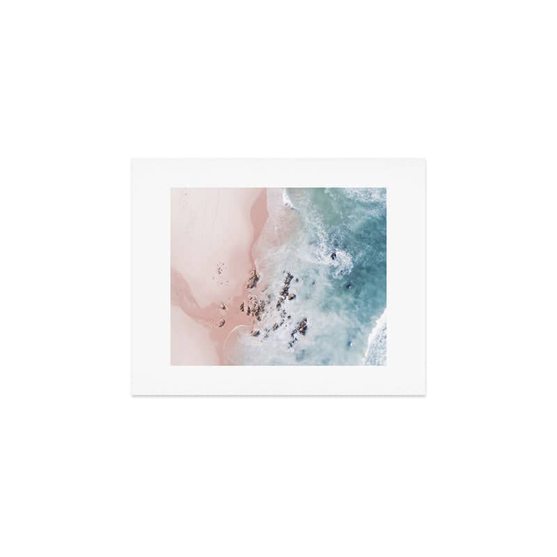 Aerial Beach Print - Pink Sand Beach - Ocean -  Sea Travel Photography - Original Sea Bliss Art Print