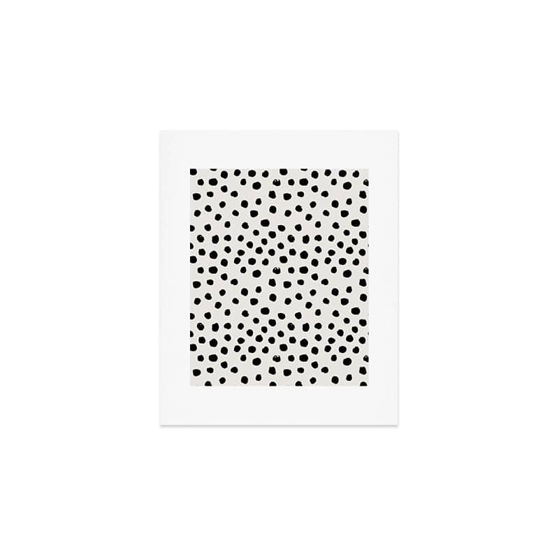 Preppy Brushstroke Free Polka Dots Black And White Spots Dots Dalmation Animal Spots Design Minimal Art Print
