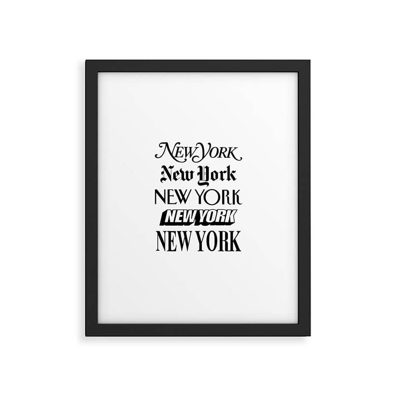 I Heart New York City Black And White New York Poster I Love Nyc Design Black-White Home Wall Decor Framed Art Print