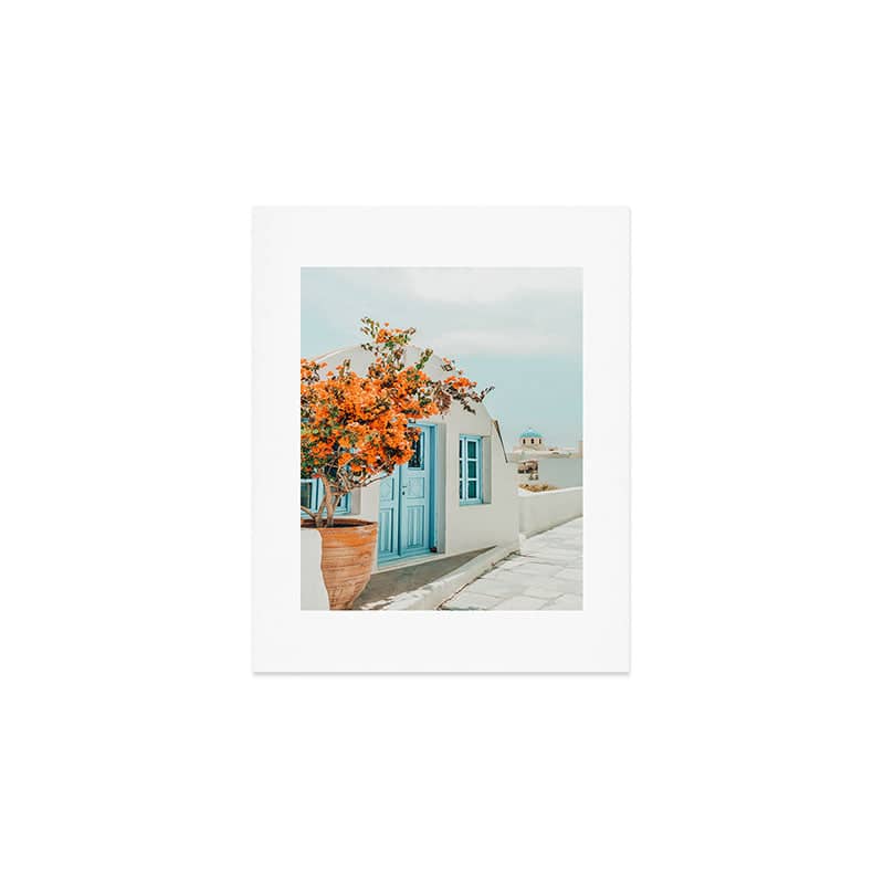 Greece Airbnb, Greece Photography Travel Digital Art, Scenic Landscape Architecture, White Building Art Print
