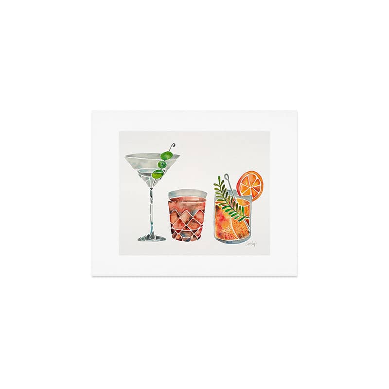 Classic Cocktails  - 1960s Watercolor Lineup Art Print