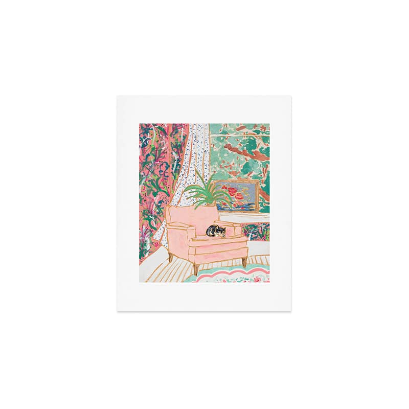 Catnap - Tuxedo Cat Napping In Chair By The Window Art Print