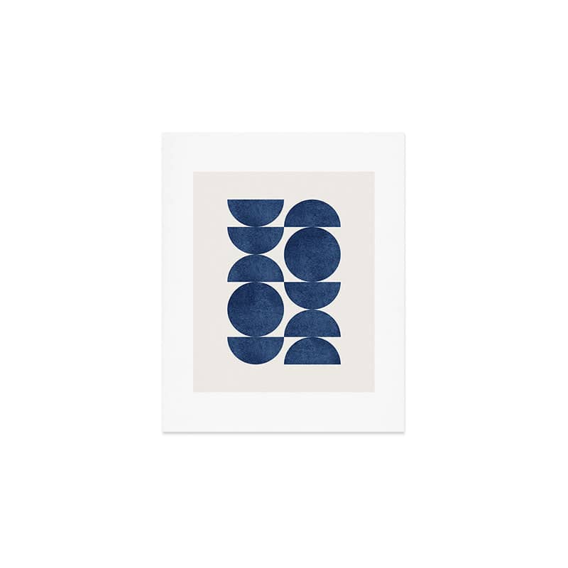 Blue Navy Retro Scandinavian Mid Century Modern Art Print