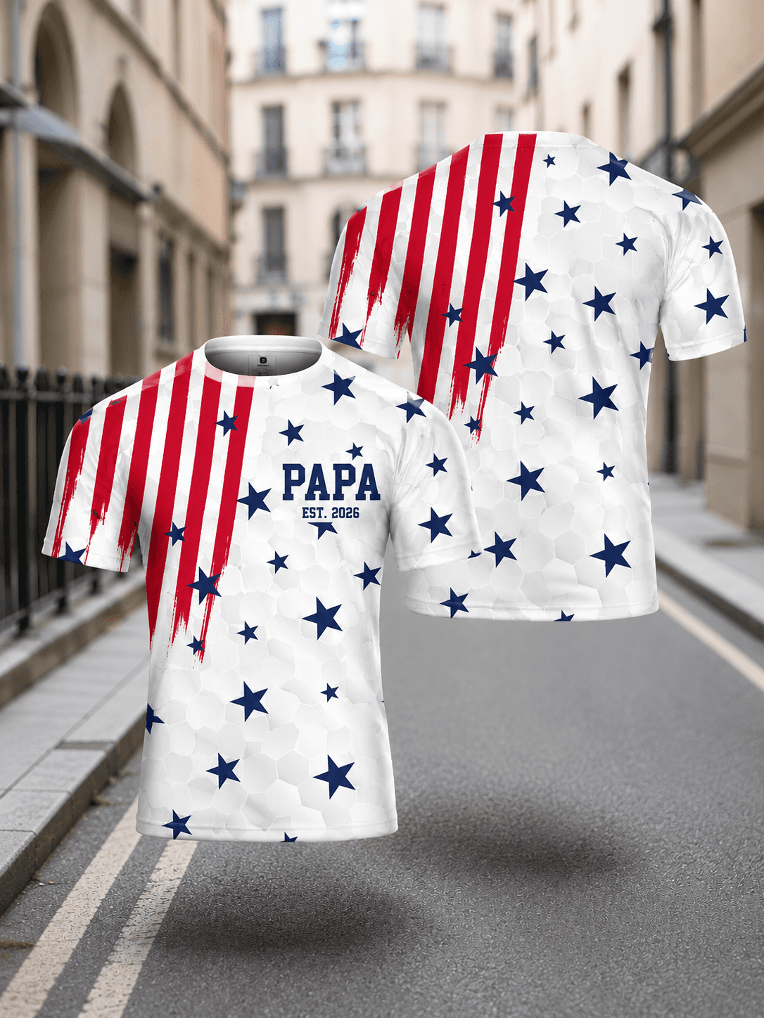 Papa Est 2026 Fathers Day Patriotic Star Stripe T Shirt