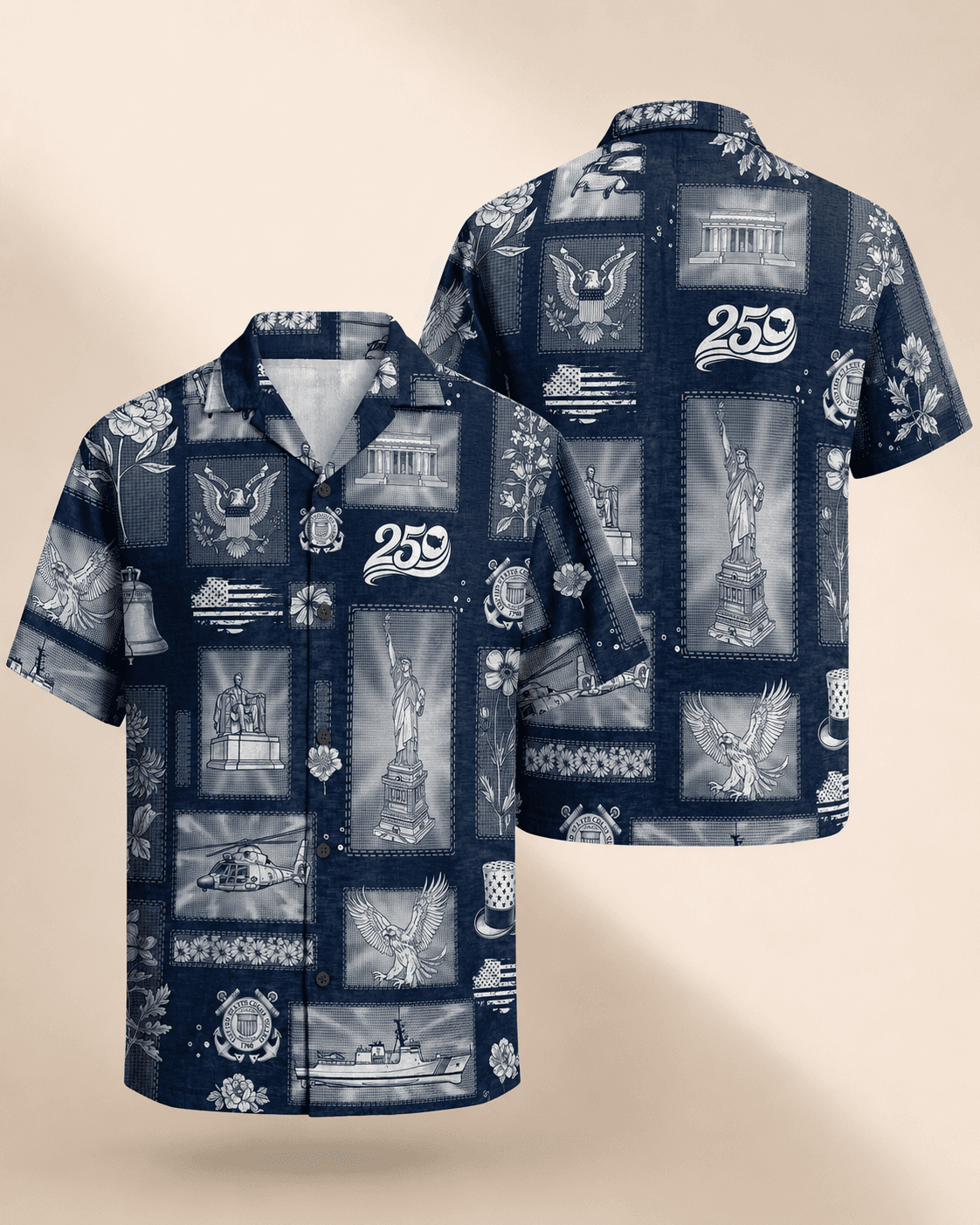 Navy Blue American Pride Hawaiian Shirt Patriotic
