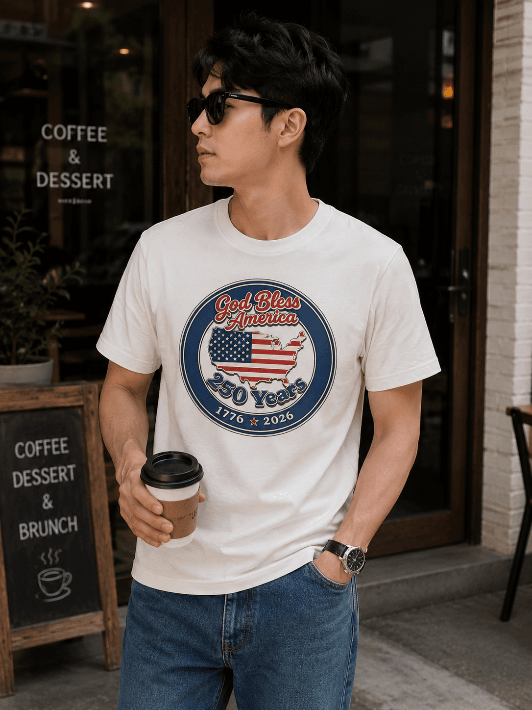Vintage American Flag Independence Day T-Shirt