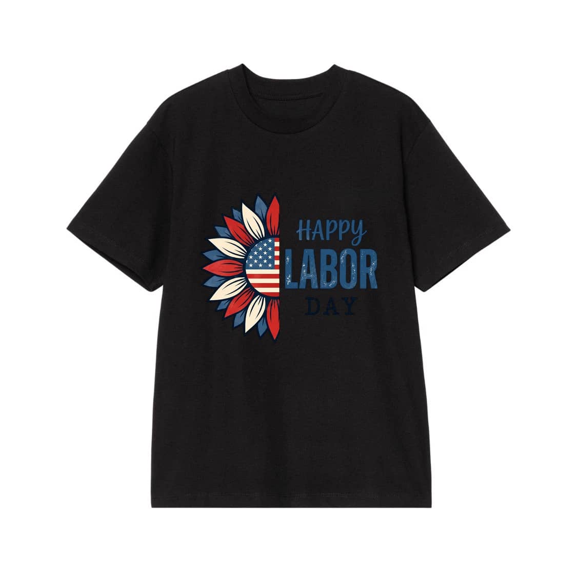 Happy Labor Day Sunflower Patriotic T-Shirt – American Flag Floral Graphic Tee
