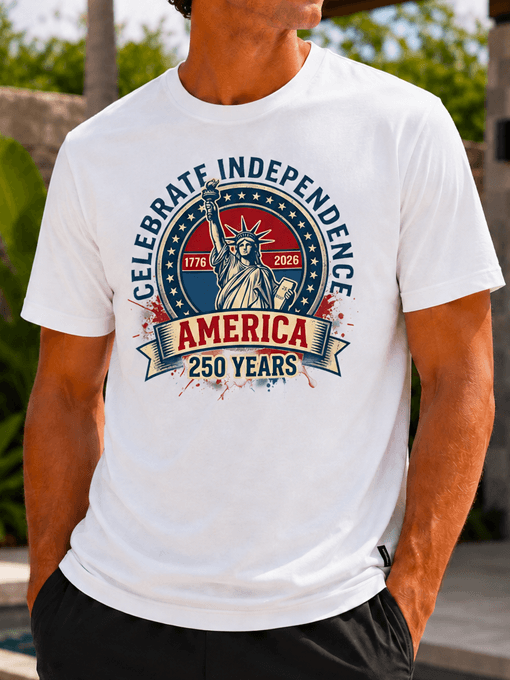 Celebrate Independence America 250 Years Statue Of Liberty Patriotic T-Shirt