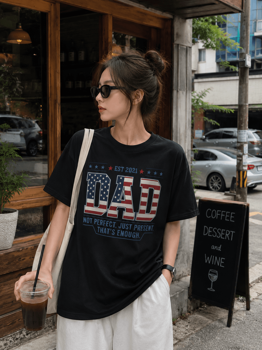 American Flag Dad Fathers Day T-Shirt
