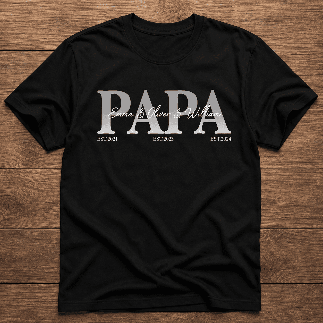 Personalized Papa T Shirt With Kids Names And Birth Years Custom Fathers Day Gift