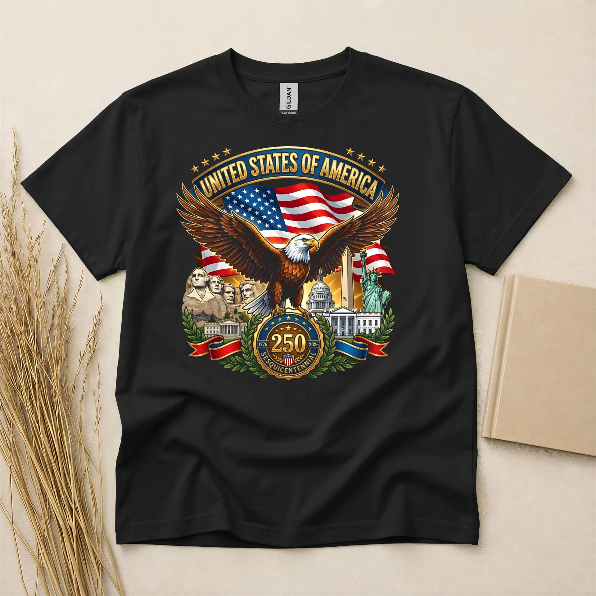 Usa 250th Anniversary Patriotic Eagle T-Shirt