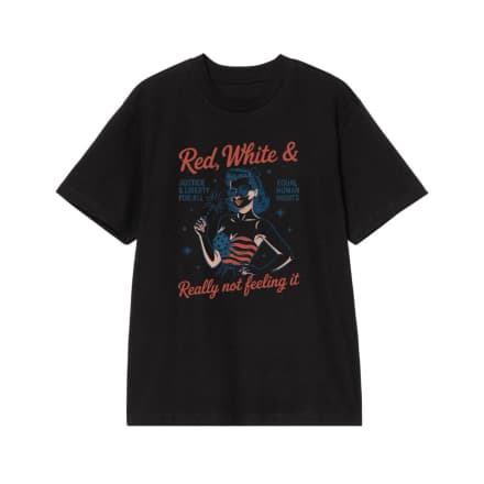Red, White & Really Not Feeling It Patriotic Protest Pin-Up Girl T-Shirt