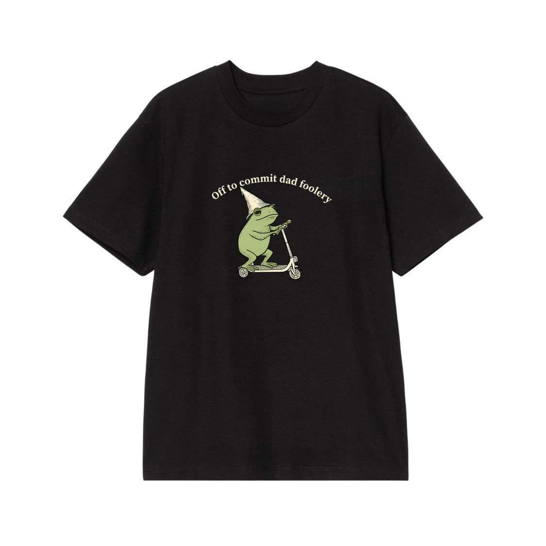 Off to Commit Dad Foolery Funny Frog on a Scooter T-Shirt