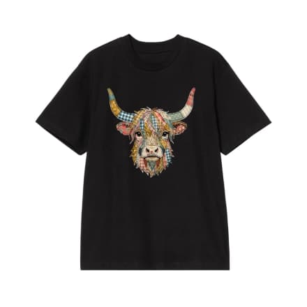 Patchwork Highland Cow Rustic Farmhouse Graphic Tee