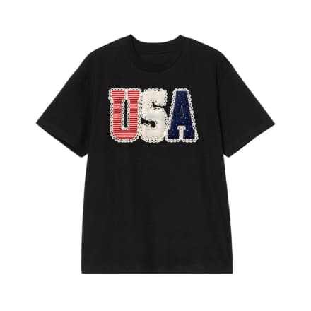 Patriotic Usa Applique Patchwork T-Shirt