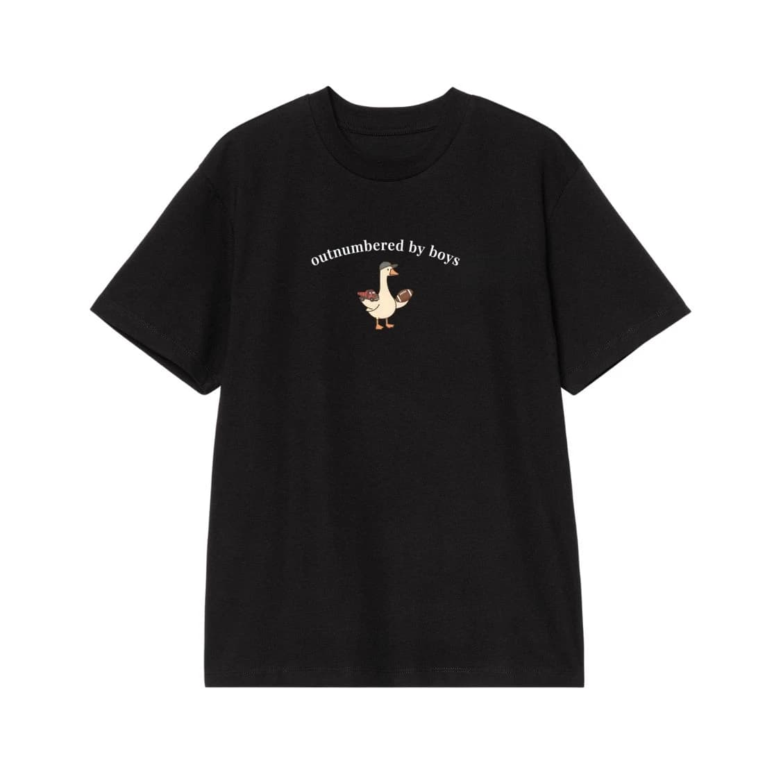 Outnumbered By Boys Goose with Football and Cap T-Shirt