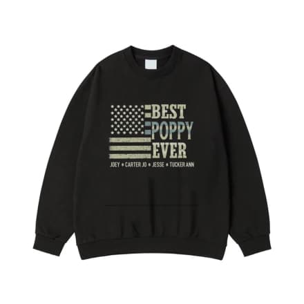 Best Poppy Ever Distressed American Flag With Custom Names