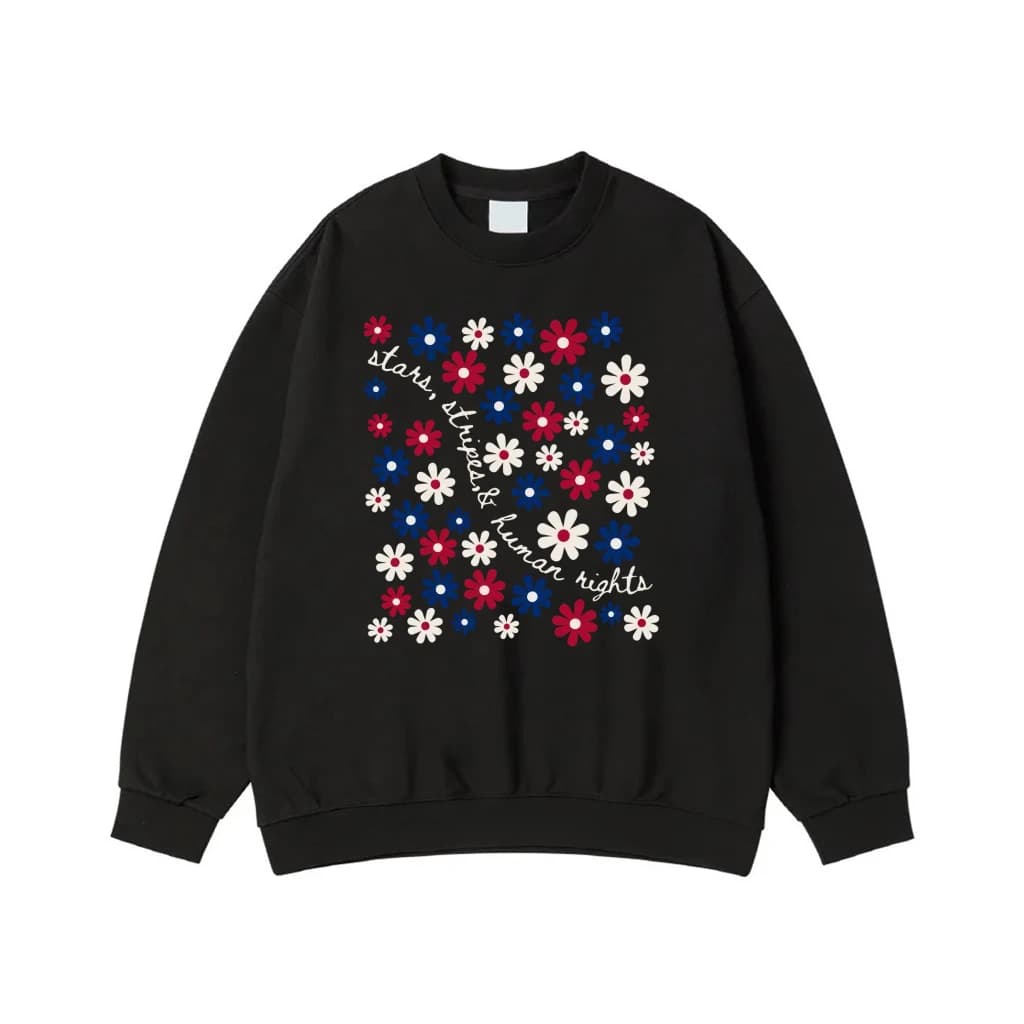 Stars, Stripes & Human Rights Red White and Blue Floral T-Shirt