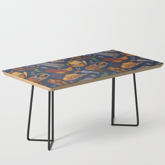 Embroidered cowgirls | Blue Coffee Table