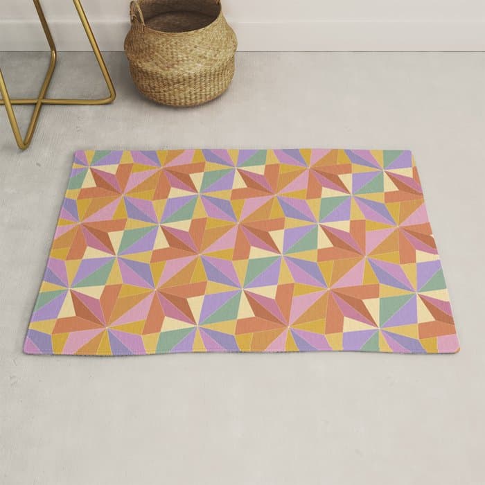Kaleidoscope Tile Pattern VI Colorful Summer Rug