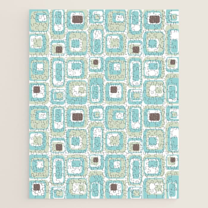 Retro Rectangles Mid Century Modern Geometric Vintage Style Jigsaw Puzzle
