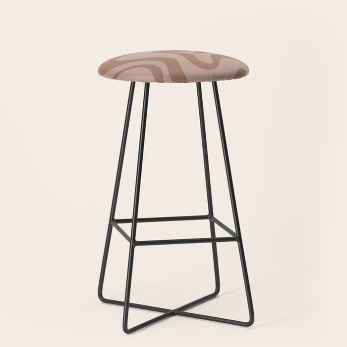 Retro Liquid Swirl Abstract Pattern in Double Mocha Stool