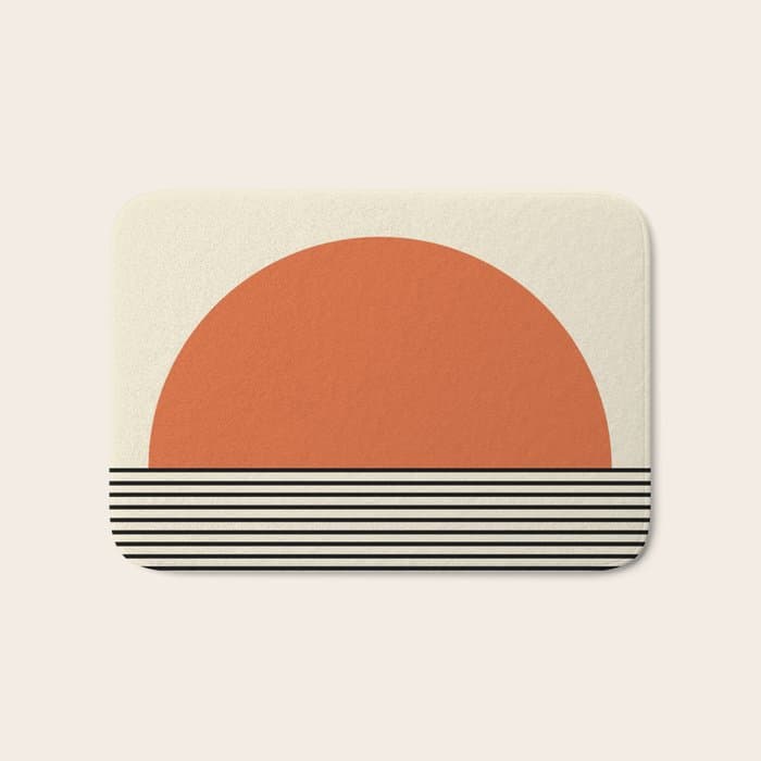 Sunrise Sunset I - Orange Black Bath Mat