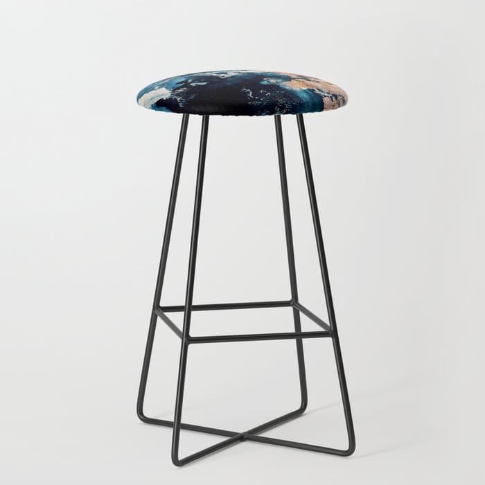 Sweetly: a bohemian, abstract work on paper in blue, pink, white, and gold Stool