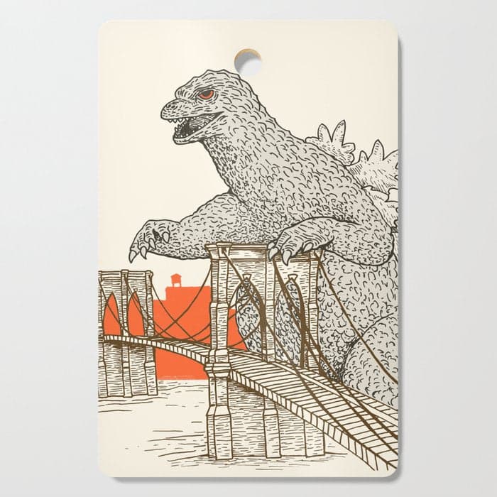 Godzilla vs. the Brooklyn Bridge Cutting Board