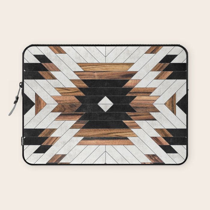 Urban Tribal Pattern No.5 - Aztec - Concrete and Wood Laptop Sleeve