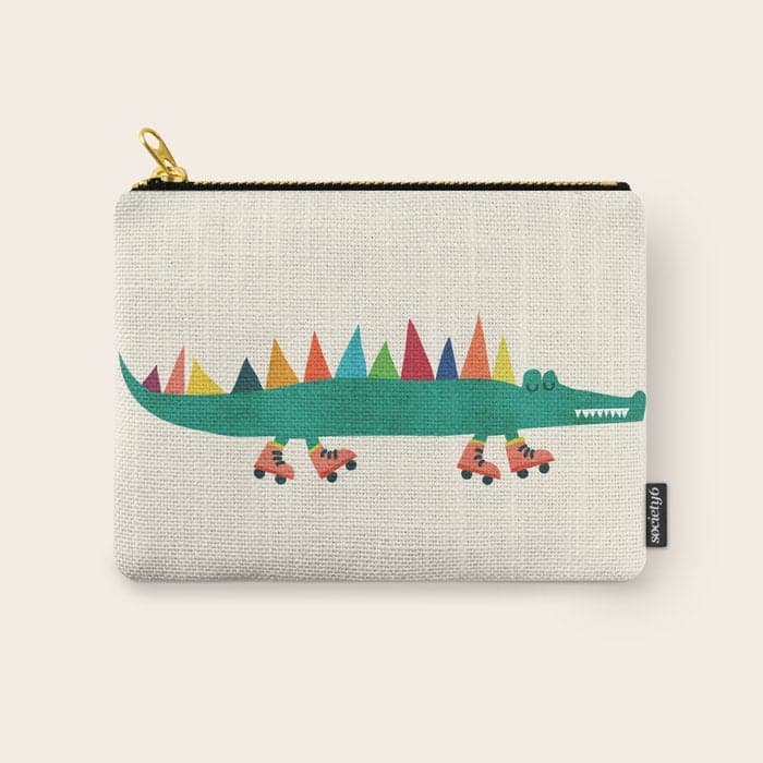 Crocodile on Roller Skates Carry All Pouch