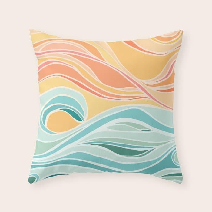 Sea and Sky Abstract Landscape Throw Pillow