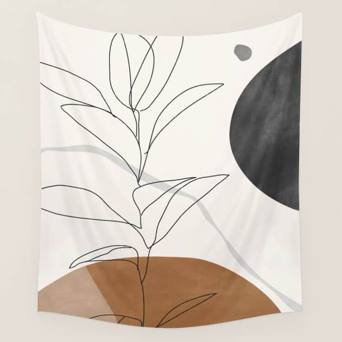 Abstract Art Minimal Plant Wall Tapestry